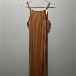 Target Tan Pleated Midi Dress